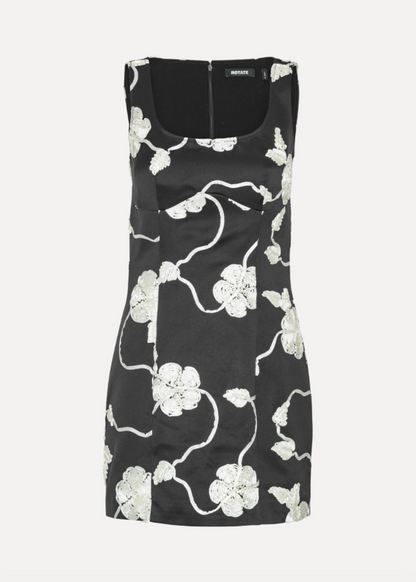 Rotate Birger Christensen 3D Flower Mini Dress Black and White