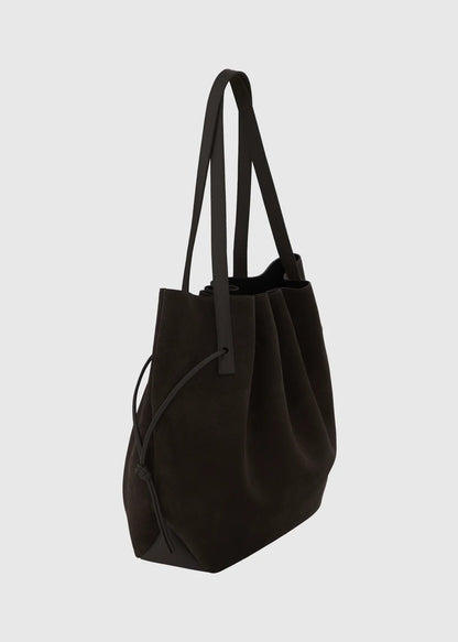 Scallop Tote in Ganache Suede
