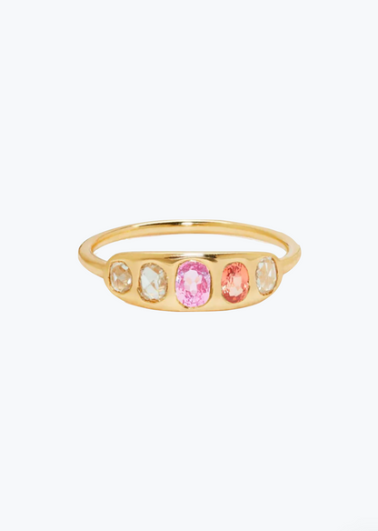 SCOSHA Fine jewelry 14k yellow gold Asha Ring with Mixed Sapphires