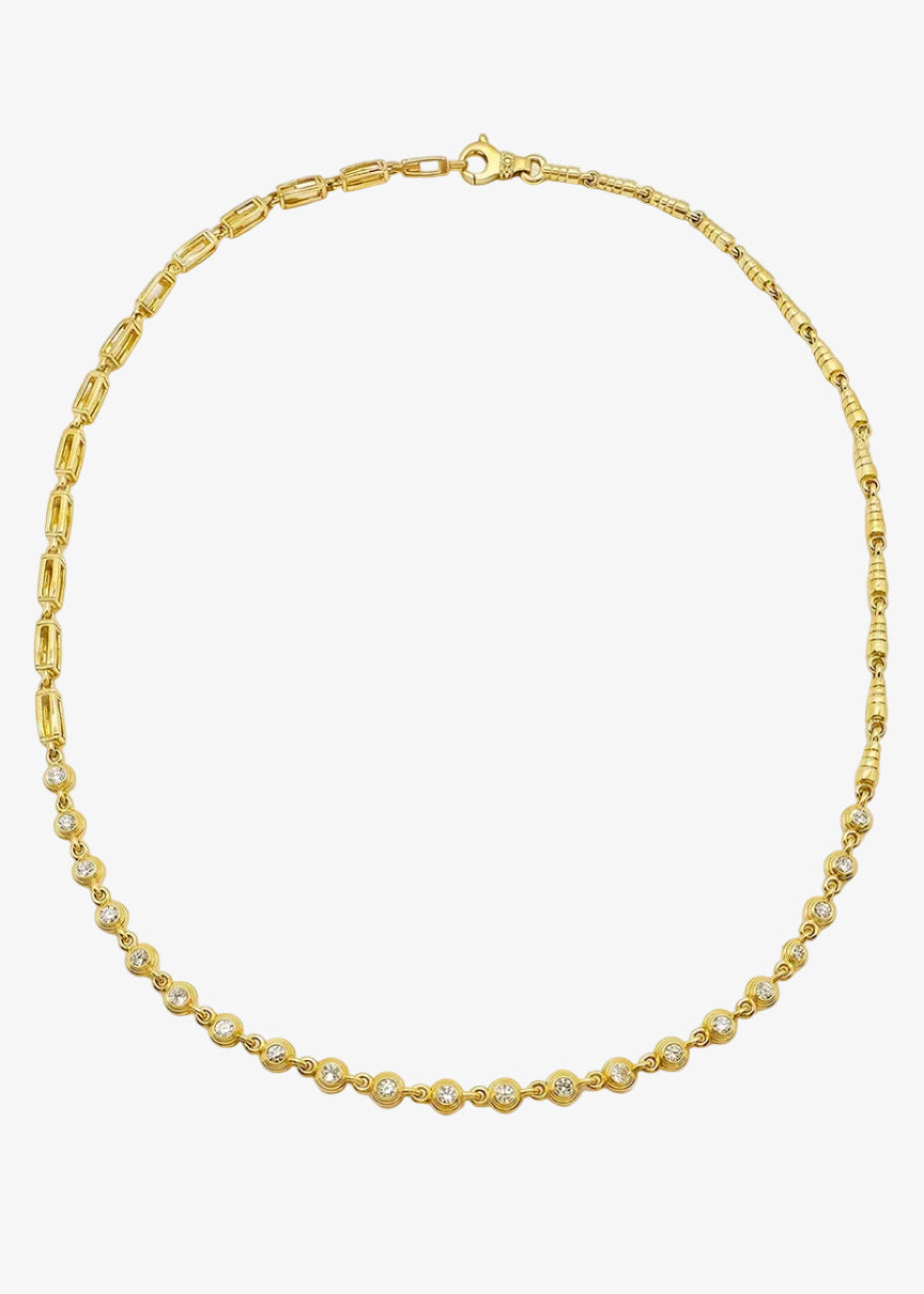 howl fine jewelry 18k yellow gold Spire Necklace with Diamond Beads