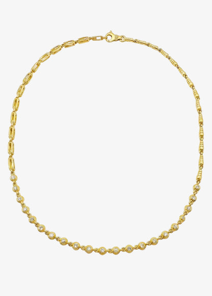 howl fine jewelry 18k yellow gold Spire Necklace with Diamond Beads
