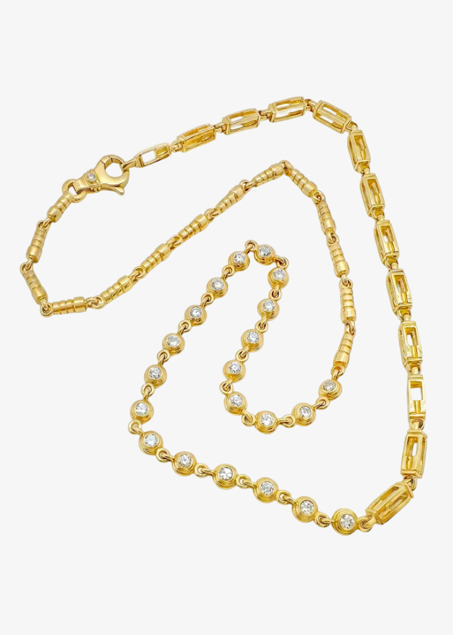 howl fine jewelry 18k yellow gold Spire Necklace with Diamond Beads