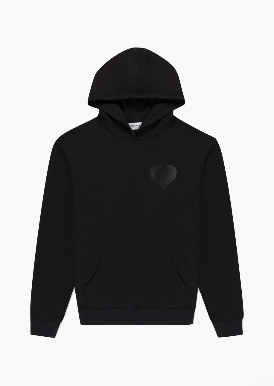 SPRWMN Heart Hoodie in Black Gloss