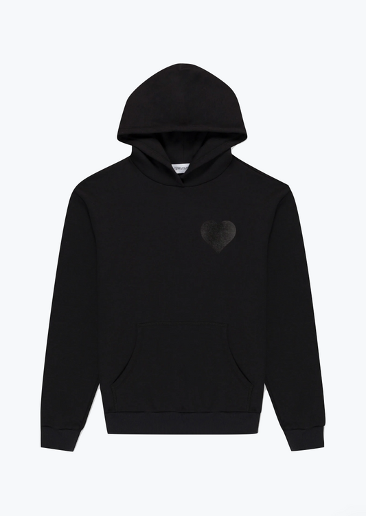 SPRWMN Heart Hoodie in Black Gloss