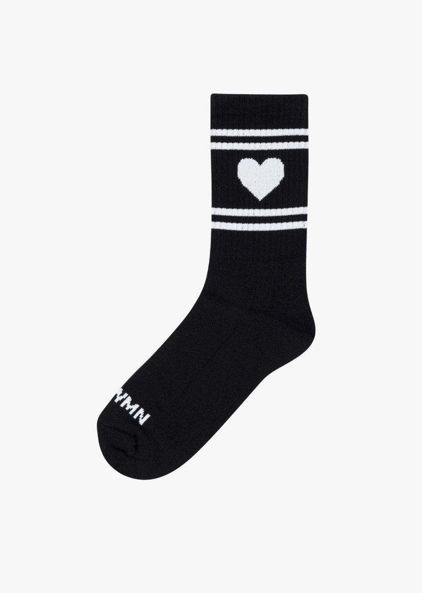SPRWMN Heart Logo Crew Socks Black White
