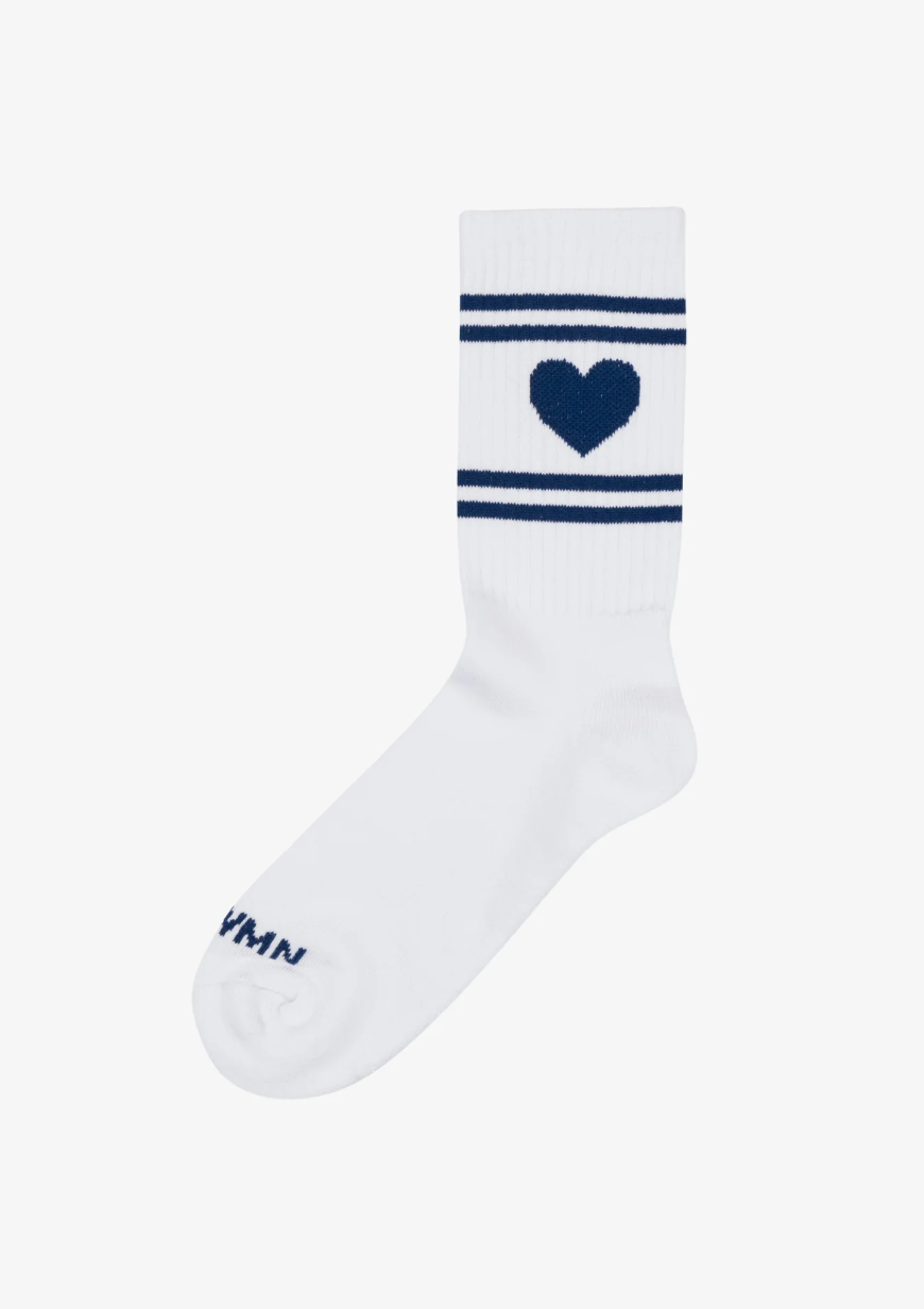 SPRWMN Heart Logo Crew Socks White Navy