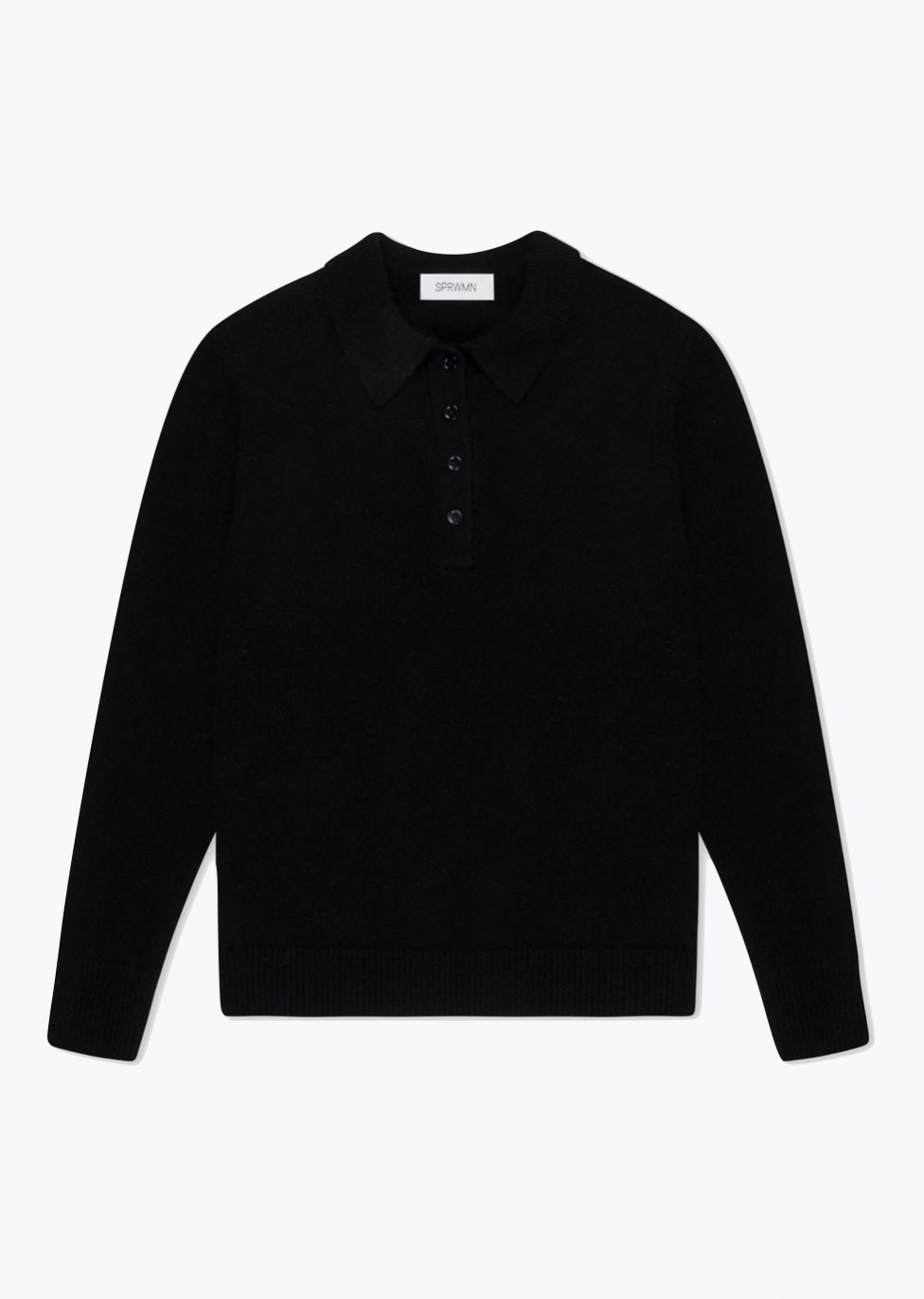 SPRWMN womens Cashmere Polo Sweater in Black