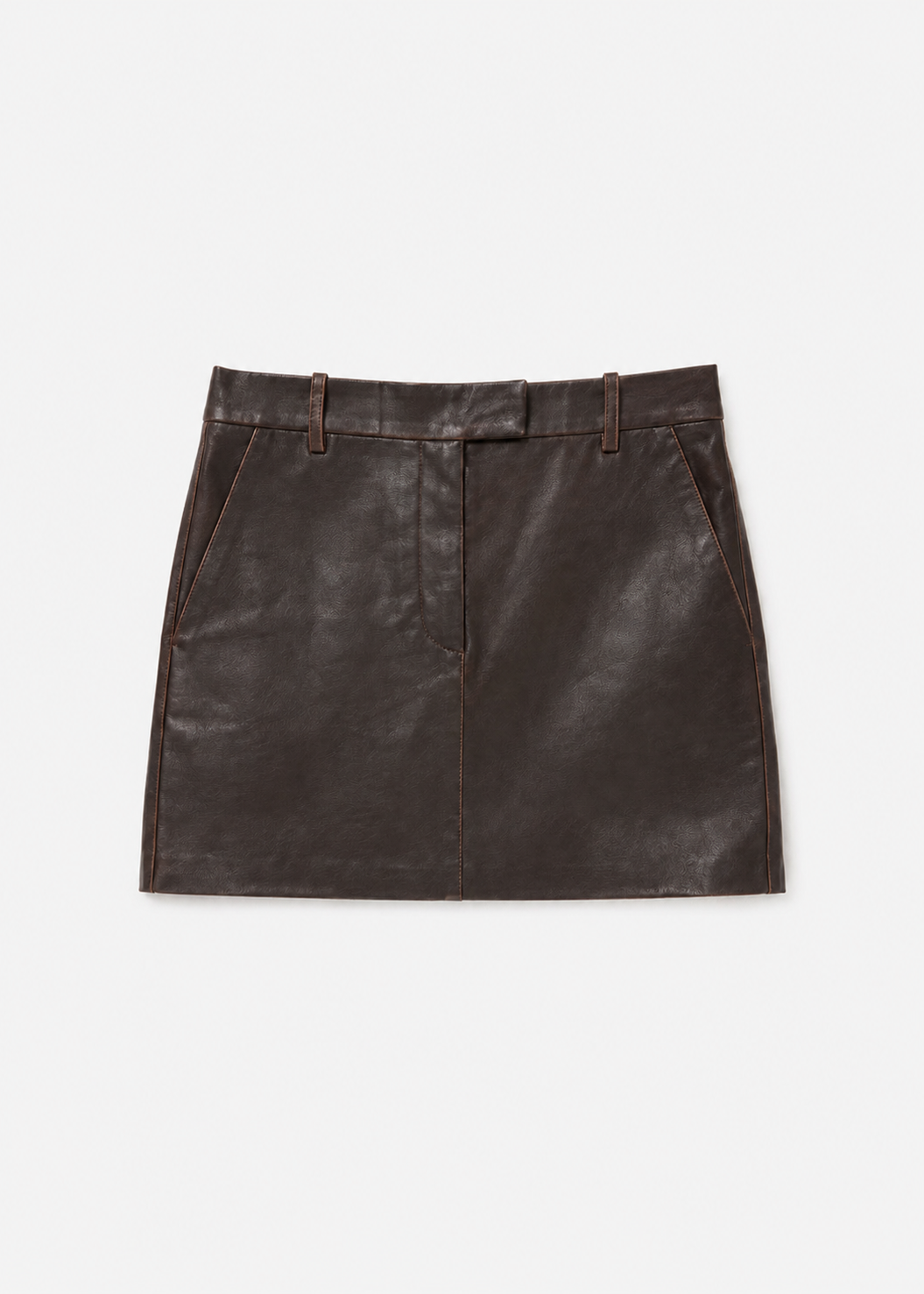 SPRWMN womens Leather Mini Trouser Skirtin Burnt Umber brown