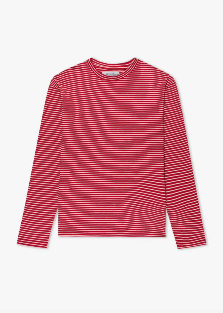 SPRwmn Long Sleeve Oversized Tee red stripes