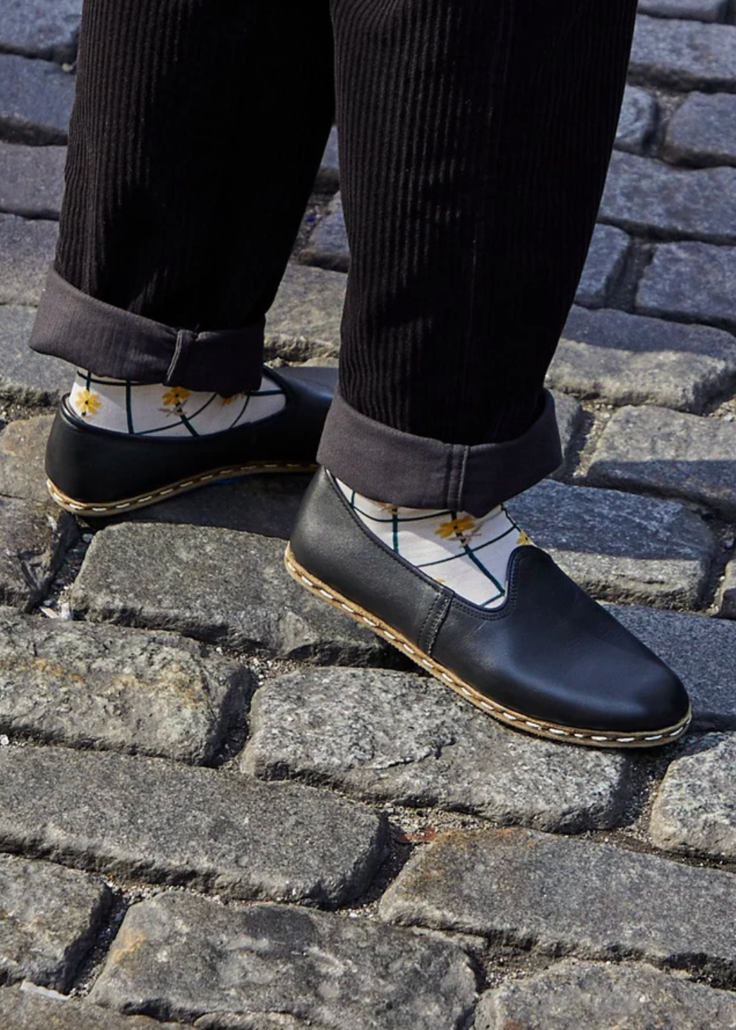 Person wearing Sabah Mens Beirut Black Leather Shoe