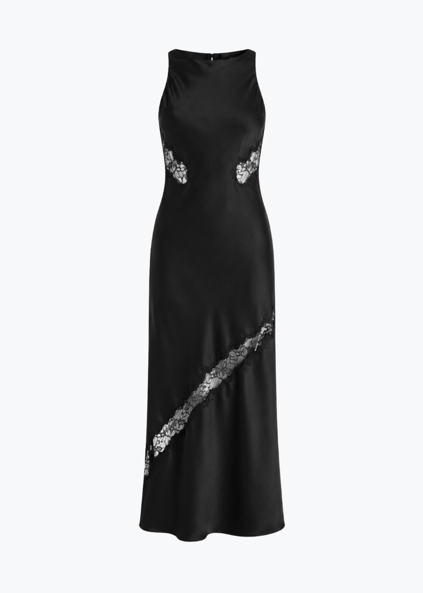 Sablyn Isadora Silk Dress with Lace black