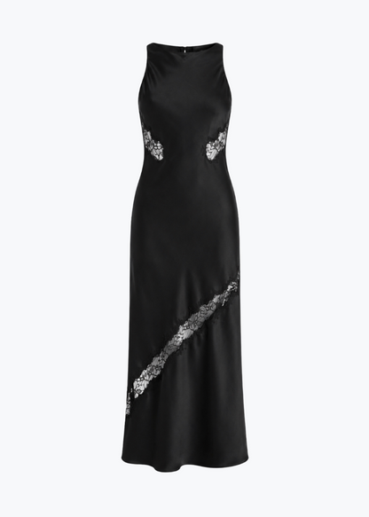 Sablyn Isadora Silk Dress with Lace black