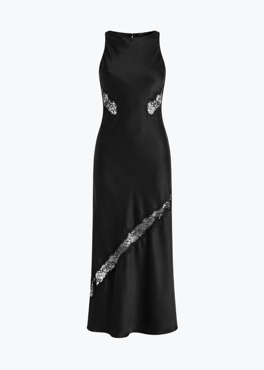 Sablyn Isadora Silk Dress with Lace black