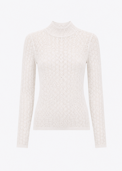 Sablyn Rhea Mock Neck Top in Gardenia Wool Cashmere