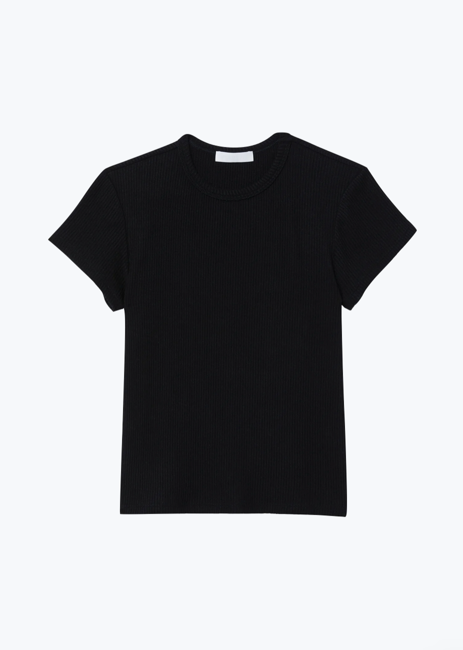 Sablyn Yael Fitted Rib Tee Shirt in Black