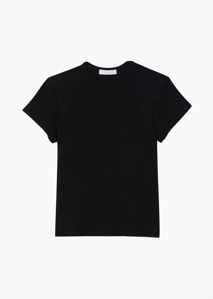 Sablyn Yael Fitted Rib Tee Shirt in Black