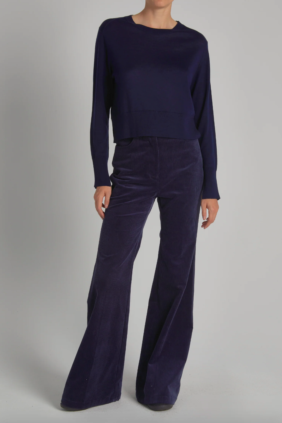 Saint Art womens Aron Corduroy Flared Pants in Navy