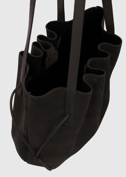 Scallop Tote in Ganache Suede