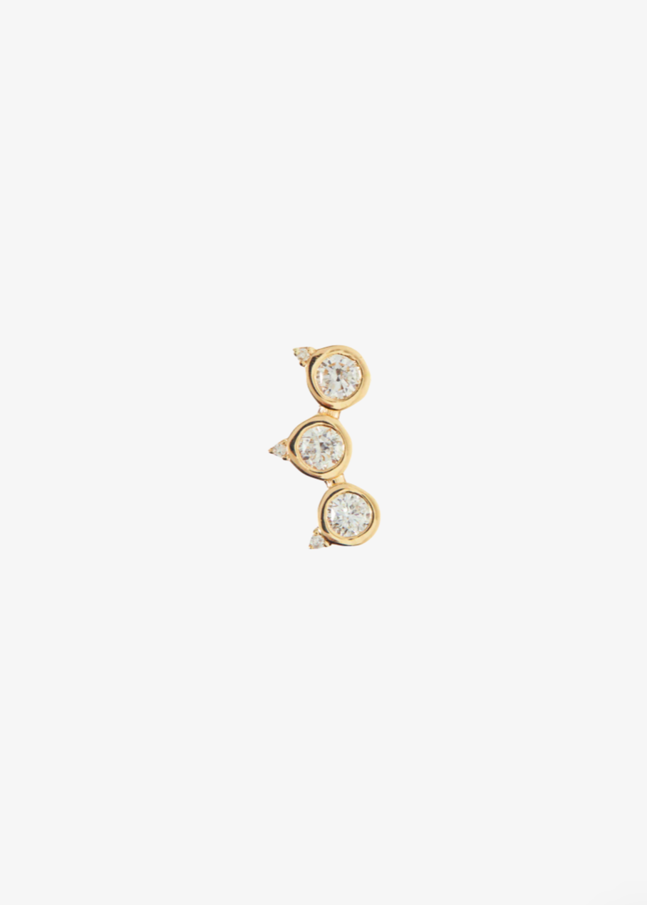 Scosha fine jewelry 10k yellow gold Pinnacle Stud with Diamonds (Single Earring)