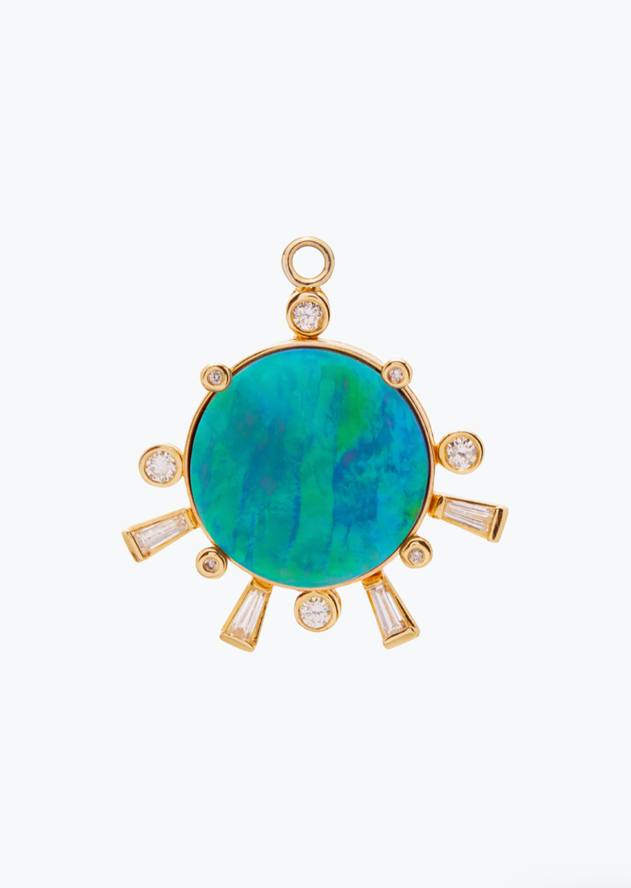 Scosha fine jewelry 14k gold Sunset Charm with Opal and Diamonds