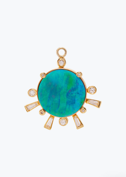 Scosha fine jewelry 14k gold Sunset Charm with Opal and Diamonds