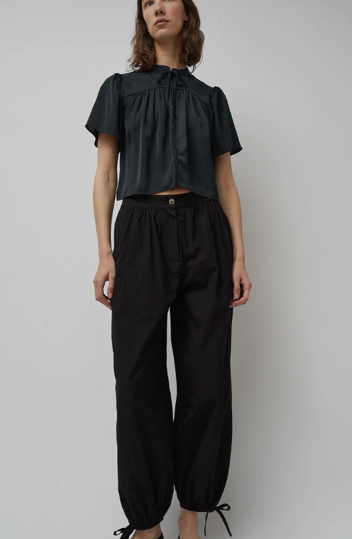Vera Cotton Poplin Pant in Black