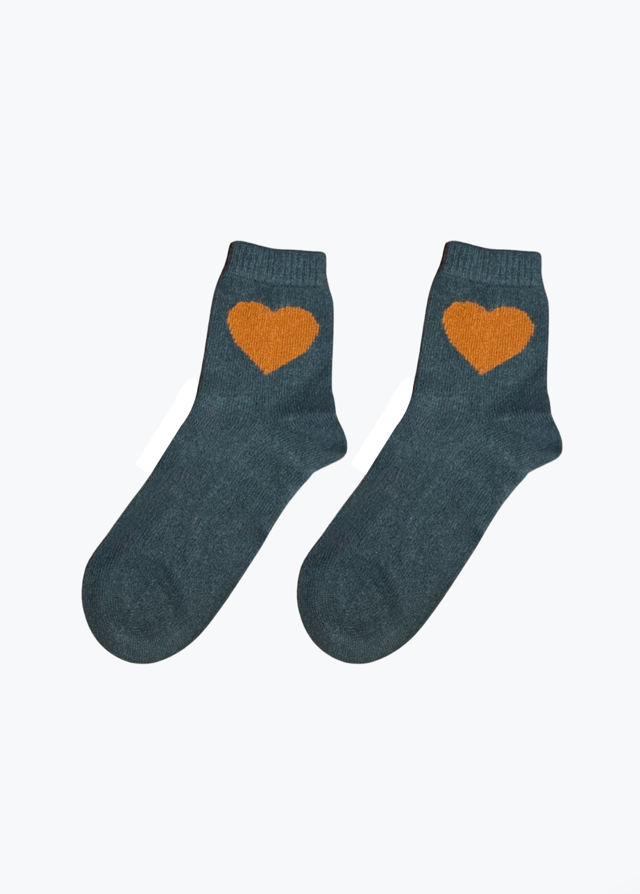 Cashmere Heart Socks in Sacramento Green