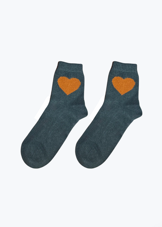 Cashmere Heart Socks in Sacramento Green