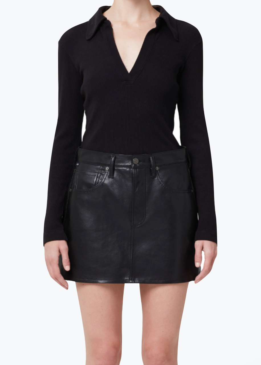 Beatnik Leather Mini Skirt in Black