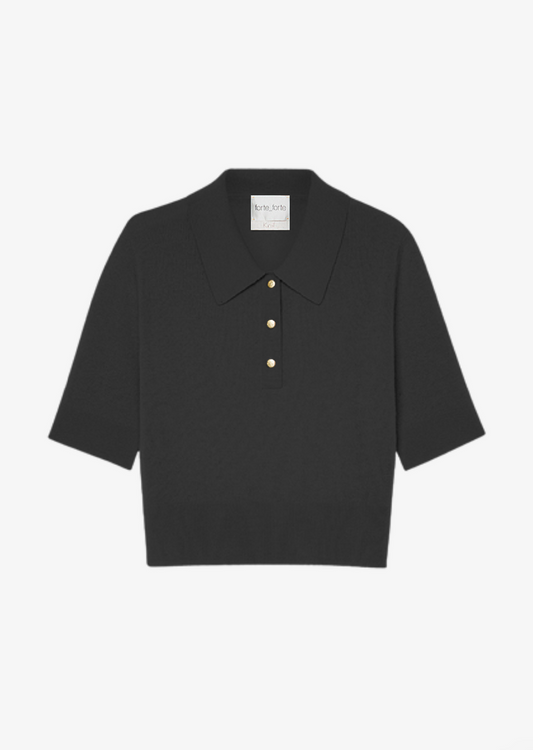 Brushed Cashmere Wool Polo in Nero