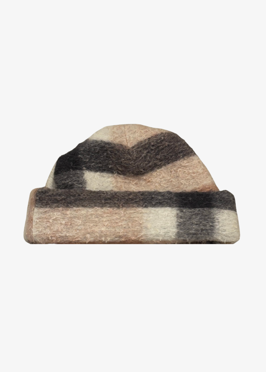 Barn Beanie in Brown Plaid