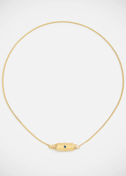 Micro Coco Sapphire Locket Necklace 42cm