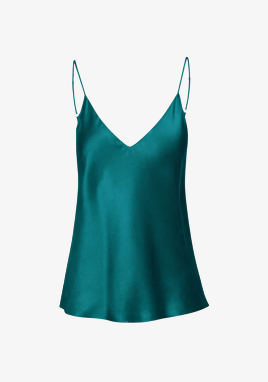 Gloria Silk Tank in Marine Teal