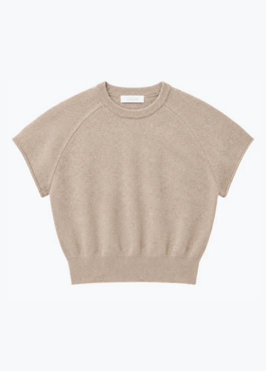 Joani Saddle Raglan Crewneck Tee in Dune Heather