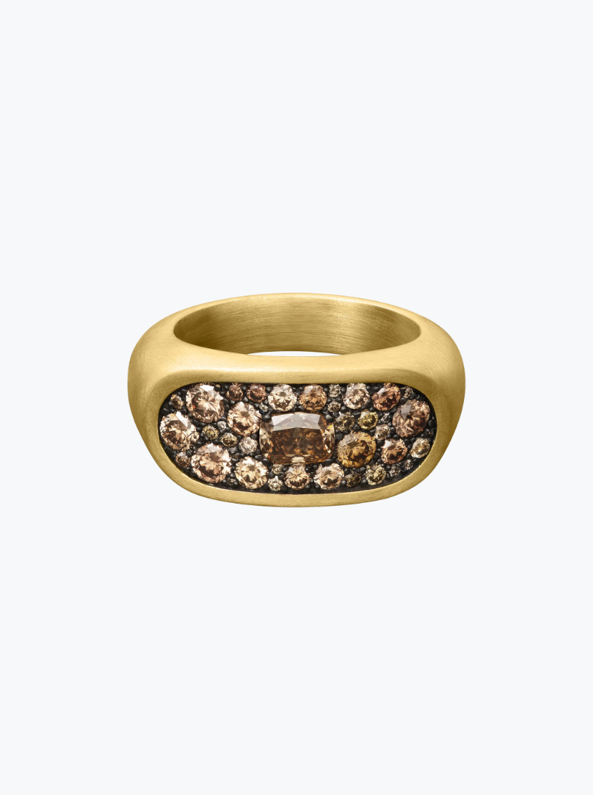 Arc Ring with Brown Diamonds