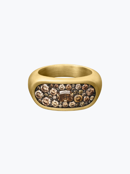 Arc Ring with Brown Diamonds