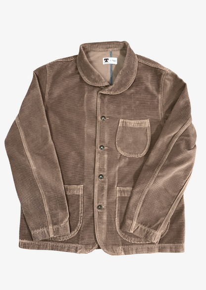 Shawl Collar Corduroy Chore Jacket in Taupe