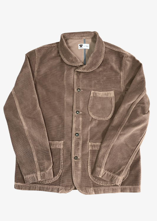 Shawl Collar Corduroy Chore Jacket in Taupe