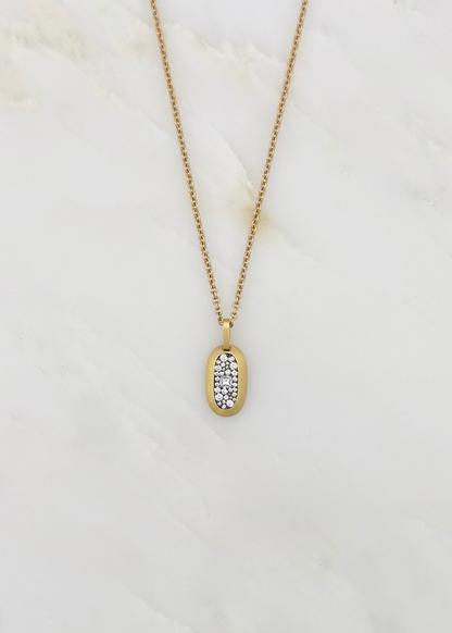 Shola Branson Fine jewelry 18k yellow gold White Diamonds Small Cartouche Pendant