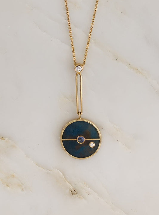 Signature Compass Necklace with Trolleite and Tanzanite