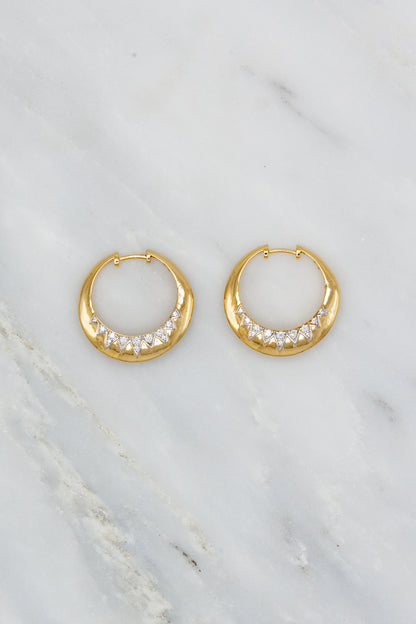 Sorellina fine jewelry 18 yellow gold diamond Crown Hoop Earrings