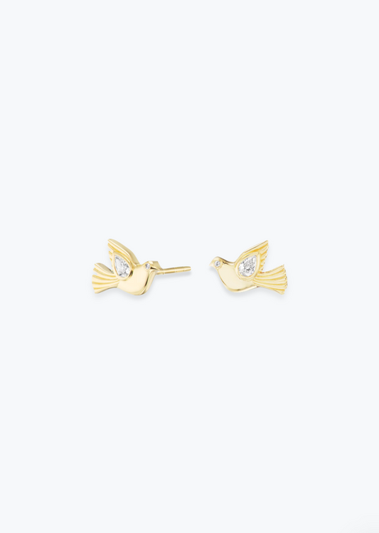 Sorellina fine jewelry 18k yellow gold diamond Dove Studs