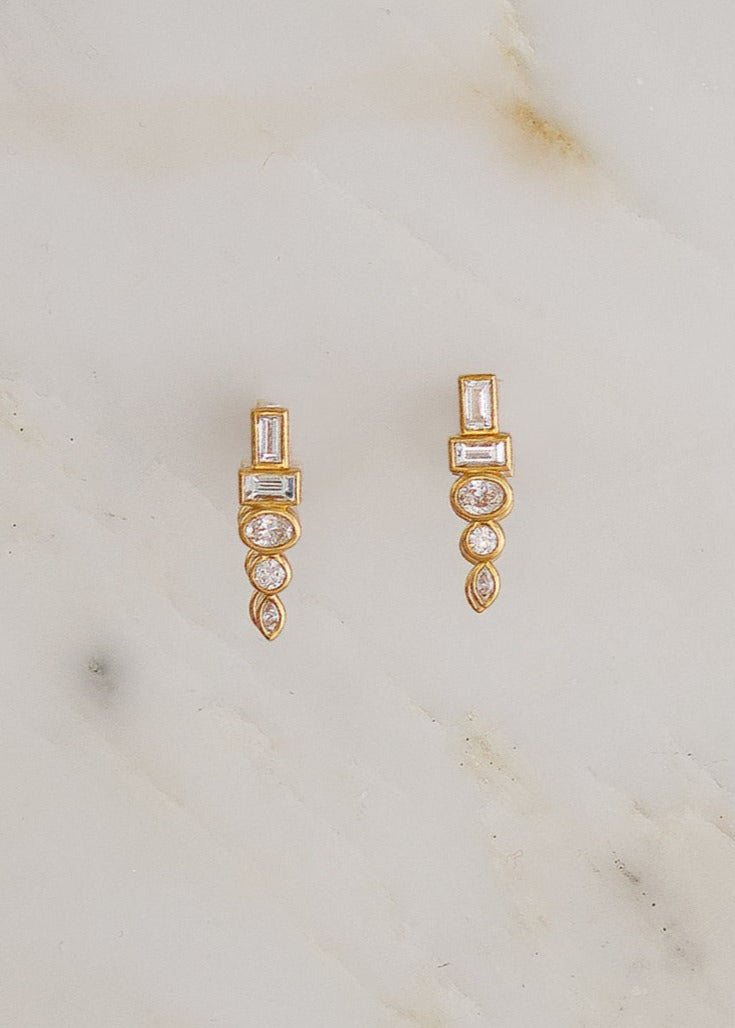Sorellina fine jewelry 18k yellow gold diamond Monroe Totem Diamond Studs