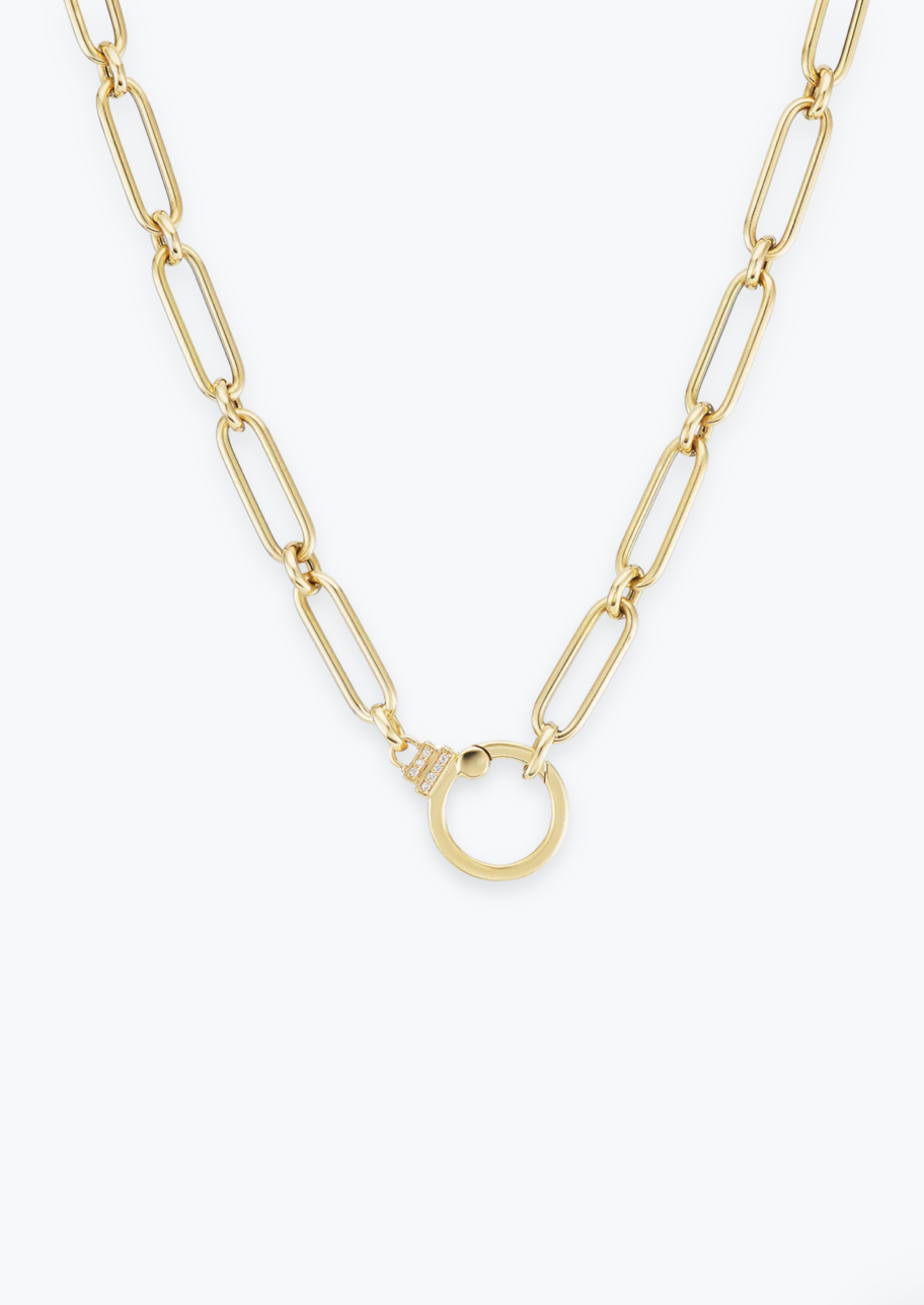 Sorellina fine jewelry 18k yellow gold diamond clasp Oval Round Chain