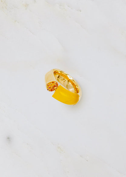 Tabayer fine jewelry 18k yellow gold Oera Ring with Yellow Agate and Sapphires