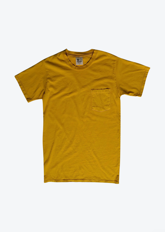 Tellason Cotton Pocket Tee in Gold Yellow