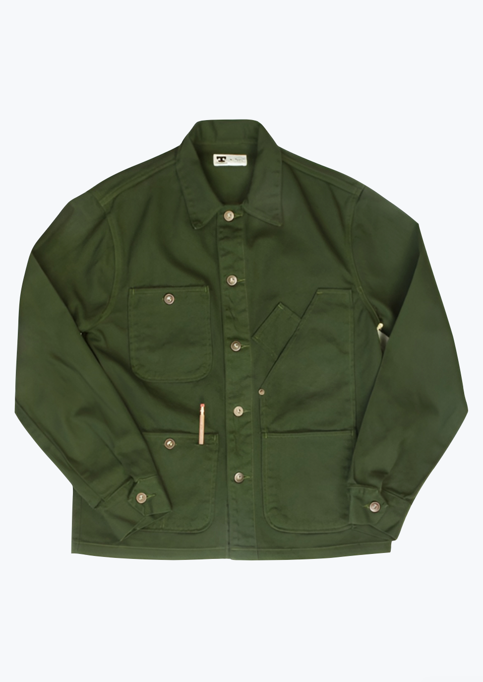 Tellason mens Coverall Jacket in Garment Dyed Green