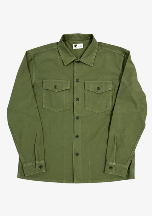 Tellason mens Fatigue Shirt in Olive Green