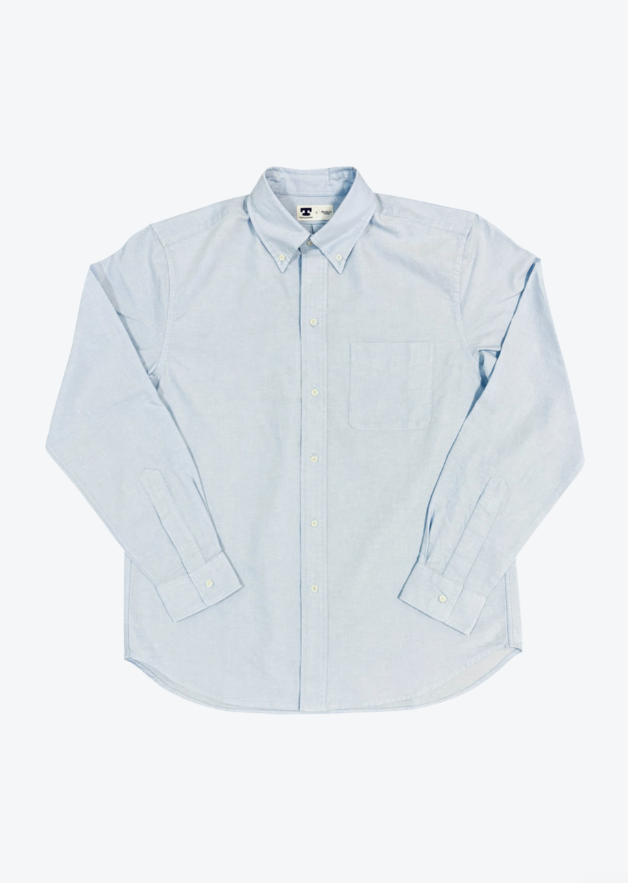 Tellason mens Oxford Button Down Shirt in Light Blue italian cotton