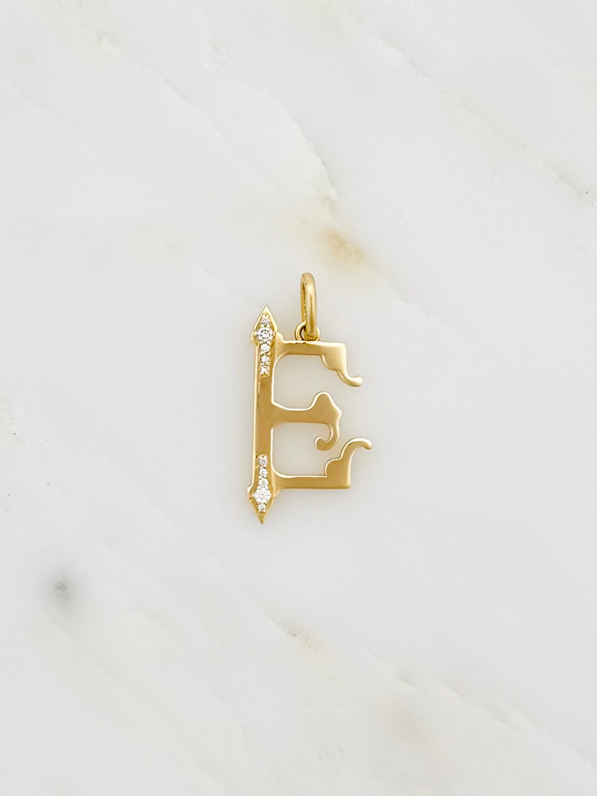 The Moonstoned fine jewelry 14k yellow gold Diamond Initial Pendant